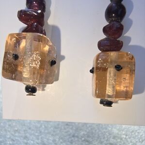 GLASS ART EARRINGS SILVERTONE